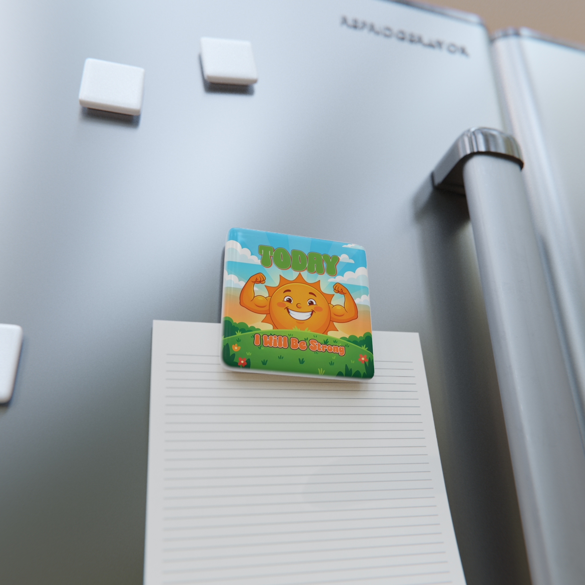 Strong Smiling Sun “I Will Be Strong” Porcelain Magnet - Image 4