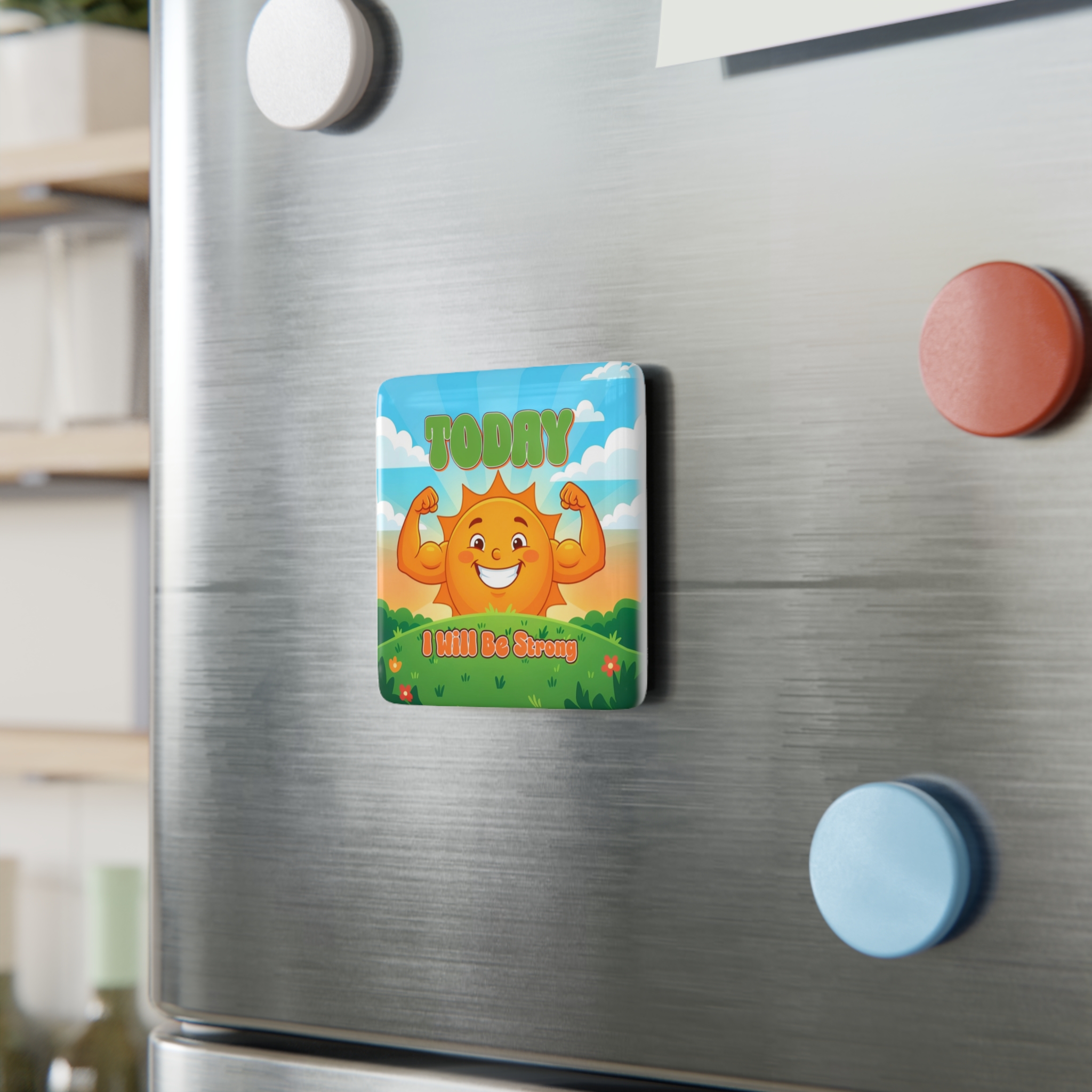 Strong Smiling Sun “I Will Be Strong” Porcelain Magnet - Image 3