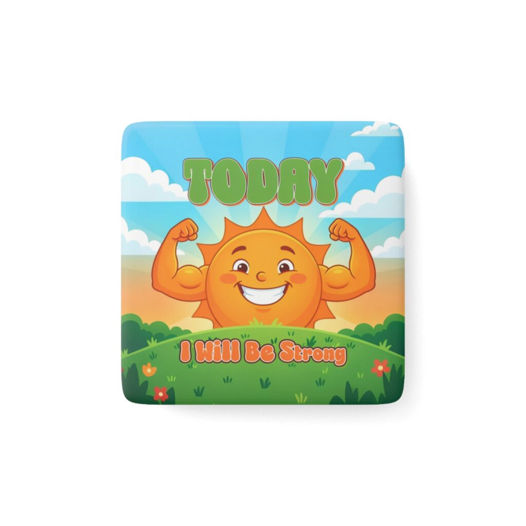 Strong Smiling Sun “I Will Be Strong” Porcelain Magnet
