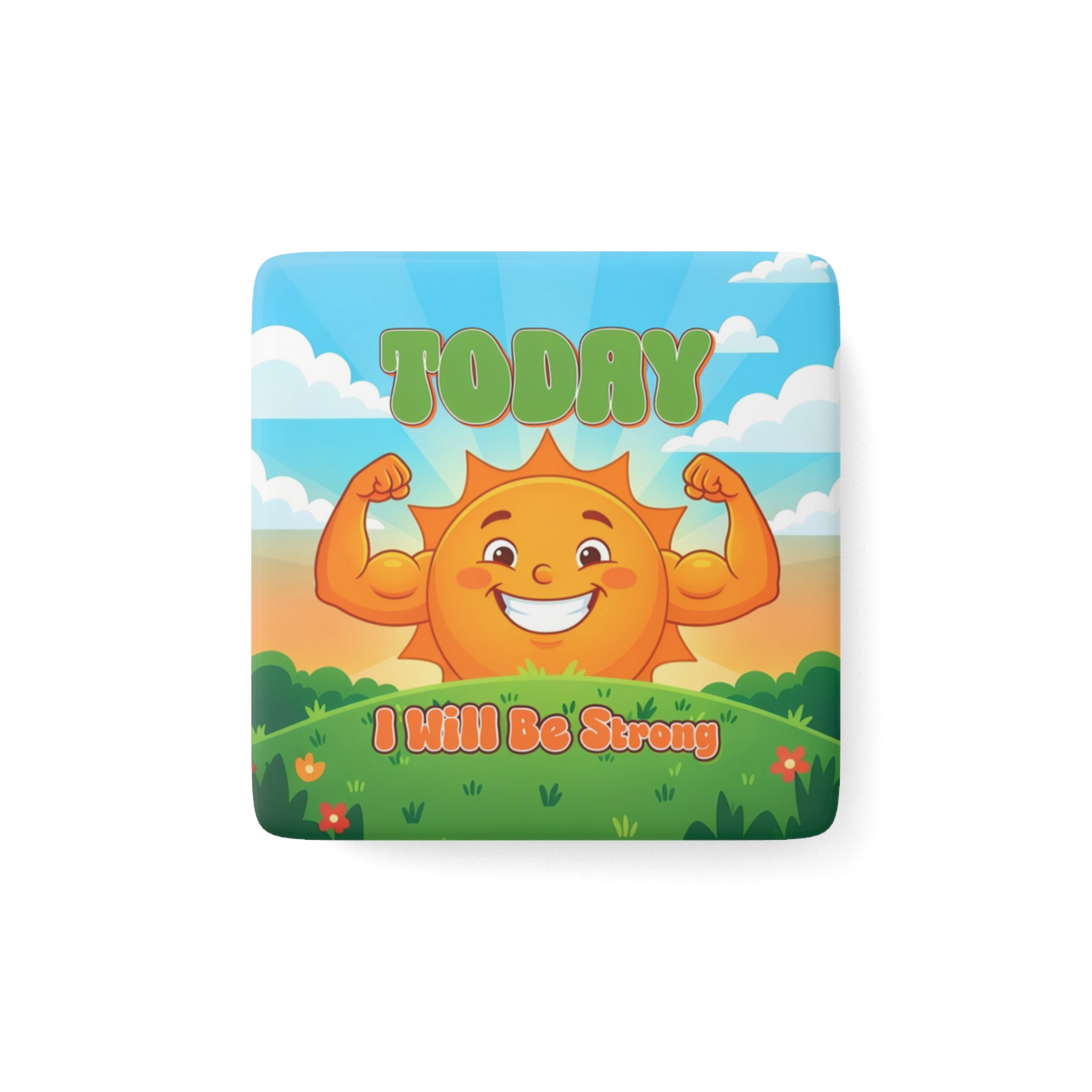 Strong Smiling Sun “I Will Be Strong” Porcelain Magnet